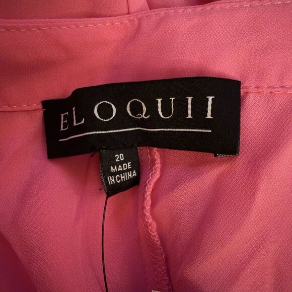 ELOQUII Women Bright Pink Short Sleeve Blouse 20 Plus Barbiecore Semi Sheer‎ - Picture 5 of 11